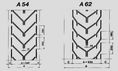 Стандартные конструкции шевронных лент А54 и А62
