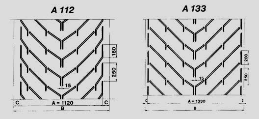 Стандартные конструкции шевронных лент A112 и A133