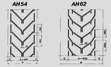 Стандартные конструкции шевронных лент AH54 и AH62