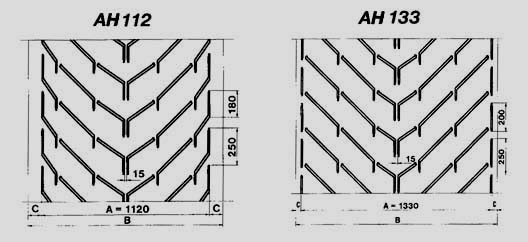Стандартные конструкции шевронных лент AH112 и AH133